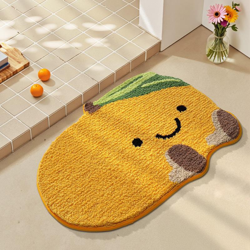 2026 Simple Fruit Bathroom Floor Mat Toilet Semicircular Absorbent Carpet Toilet Non-slip Mat Door Mat