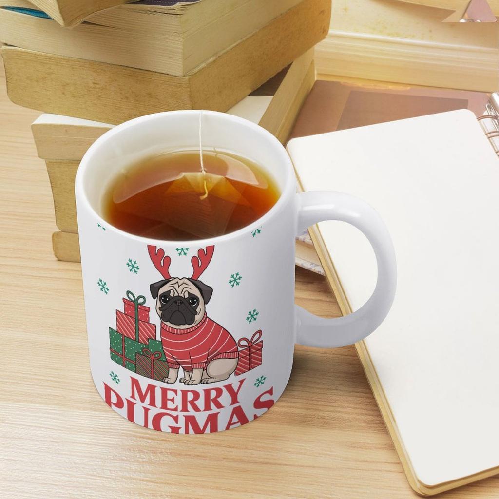 1 Stück 11oz blanke Keramiktasse, beidseitig bedruckte Trinktasse, Premium-Keramikkörper, glänzend glatte Haptik, perfekt für Küchen- oder Bürogetränke