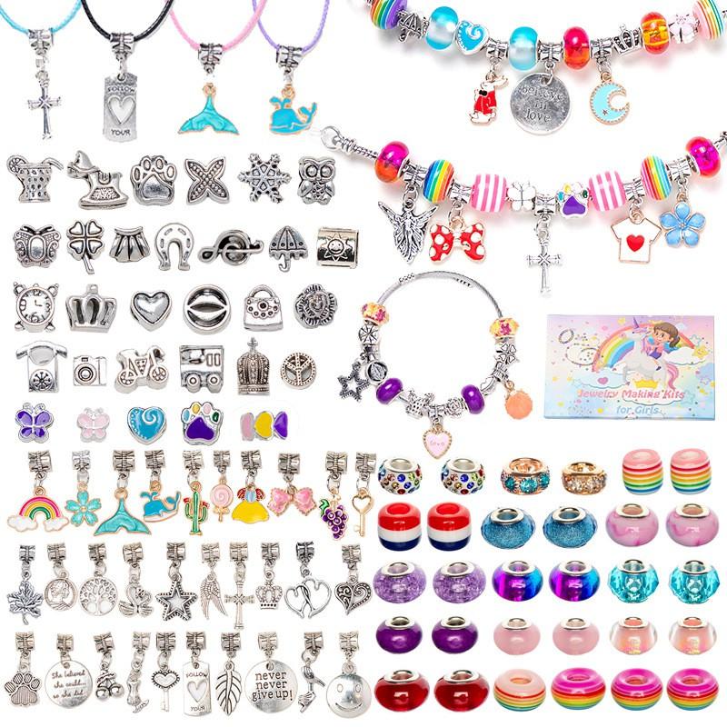 DIY Kids Crystal Bead Bracelet Kit With Small Box 1.5cm Height 66-162pcs Sweet Fruit Flower Design