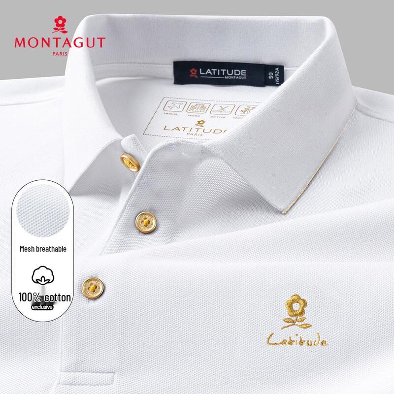 

MONTAGUT Men s Cotton Gold Embroidery Short-Sleeve Polo Shirt 52