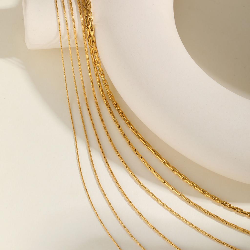 Vnox Simple Fashion Stainless Steel Chain Necklace For Women Girls Gold Plated Lightweight Choker Trendy Jewelry Party Gift
