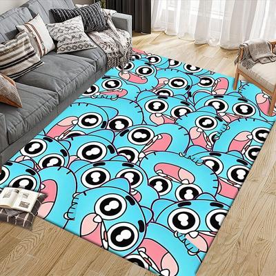 Gumball Flannel Printed Carpet, Home Sofa Decoration for Living Room & Bedroom, Non‑Slip Play Flannel Floor Mat for Game Room