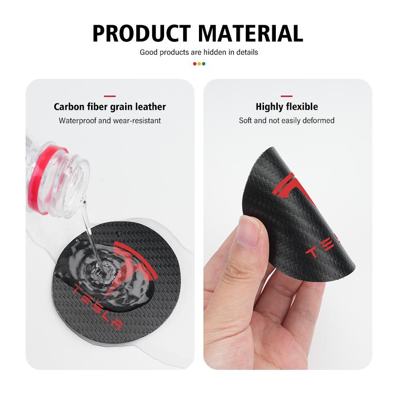 For Tesla 2pcs Car Coaster Water Cup Slot Non-slip Mat Carbon Rubber Pad Model 3 Y S X Roadster