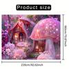 2D Glowing Pink Mushroom Cottages Flat Printing Backdrop with Magical Forest