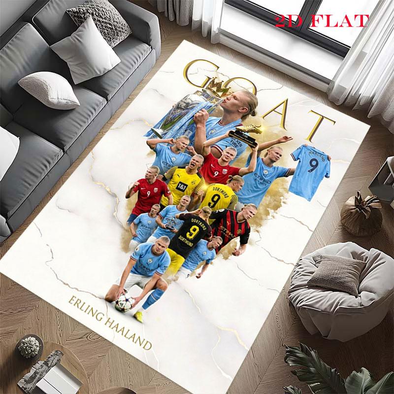 Tappeto Tappeto Giocatore Haaland per Soggiorno Camera da Letto Casa Decorazione Divano, Tappetino Antiscivolo per Giochi Bambini