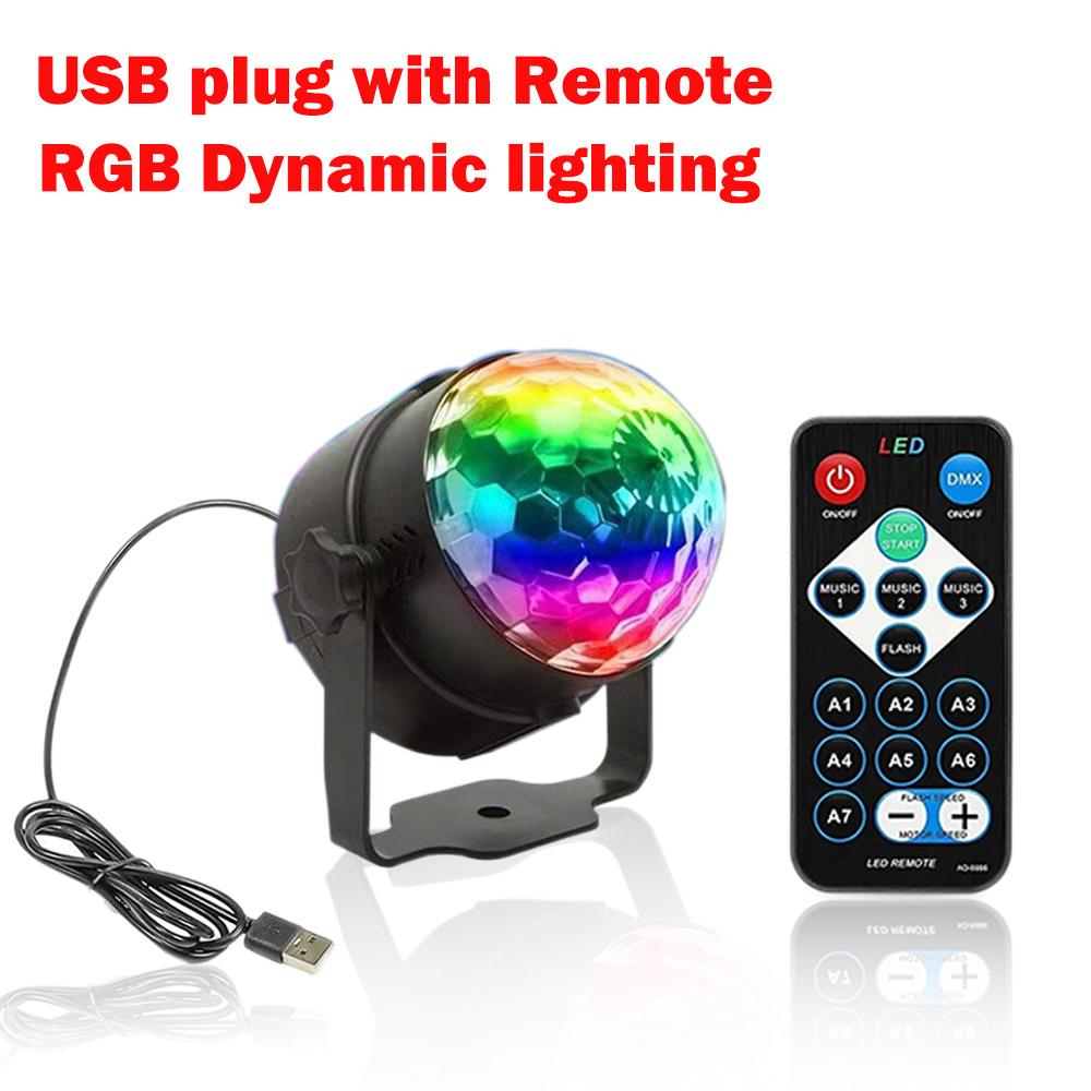LED Stage Disco Light Rotating DJ Ball Strobe Remote Sound Control Magic Dance Car RGB Christmas Gift Club Party Laser Show Lamp