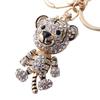 DIY Trinkets Couple Gifts Car Keychain Metal Rhinestone Keychain Tiger Key Ring Tiger Key Chain