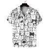 New Summer Shirt Men's Short Cat Pattern 3D Printed Design Casual Commuting Fashion All-Match Personality Breathable Daily
