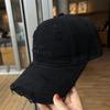 Ripped Baseball Cap Female Alphabet Embroidery Washed Cotton Cap Small Face Wide Brim Soft Top Sun Hat