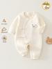 Premium Newborn Tie-Up Monk Jumpsuit - Warm Cotton Padded Romper for Autumn/Winter