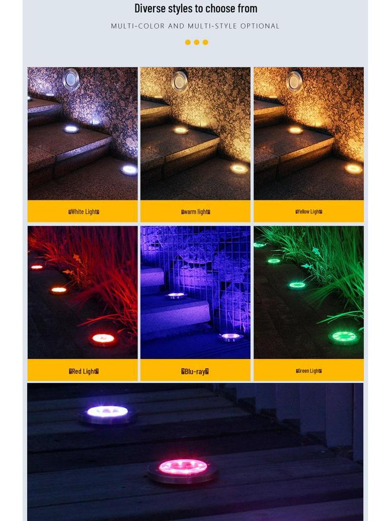 Solar LED Stainless Steel Underground Light for Outdoor Garden, Lawn, Courtyard, Rainproof.