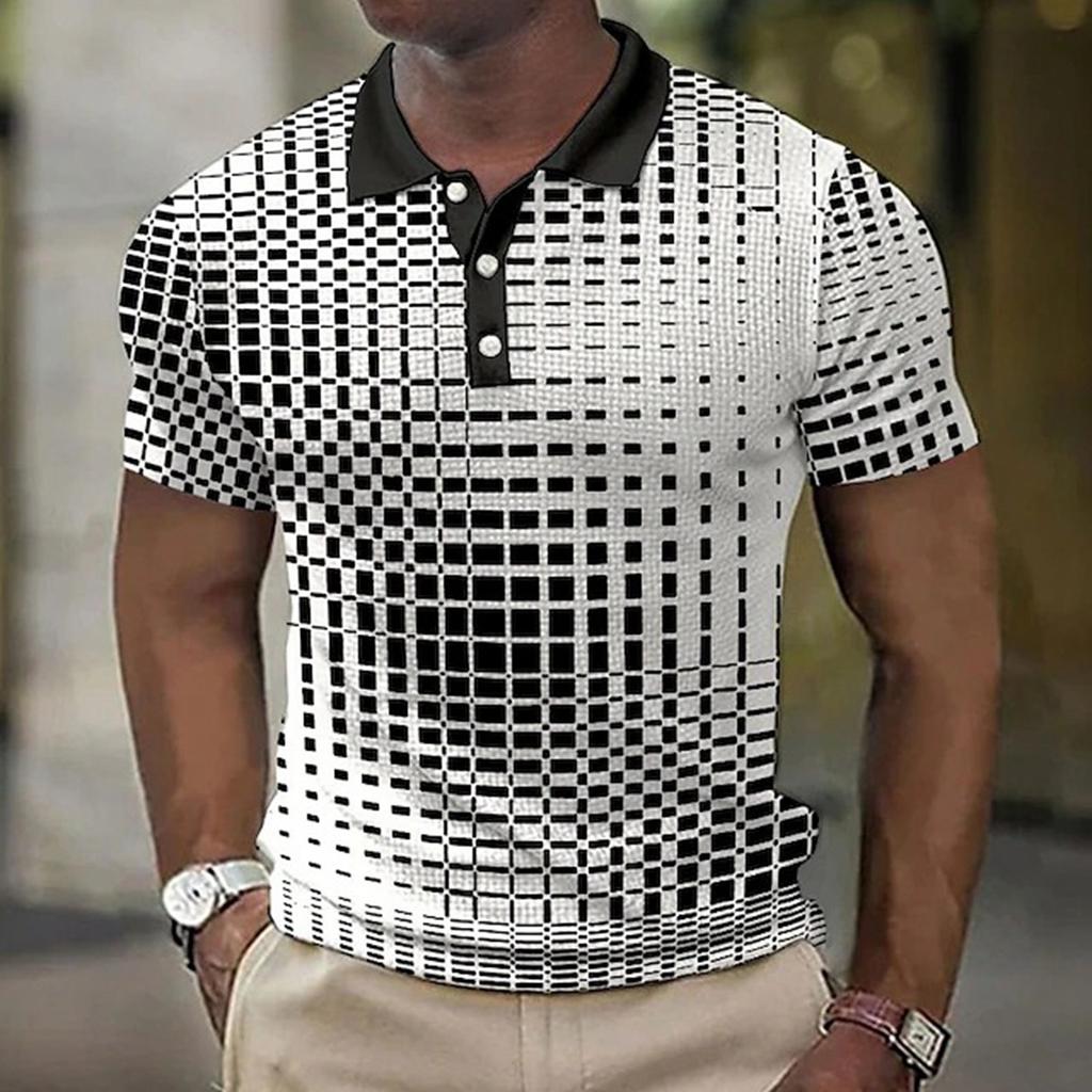 Independent Station Men'S Short Sleeve Polo Shirt 3D Digital Printing Casual Trend Lapel Shirt