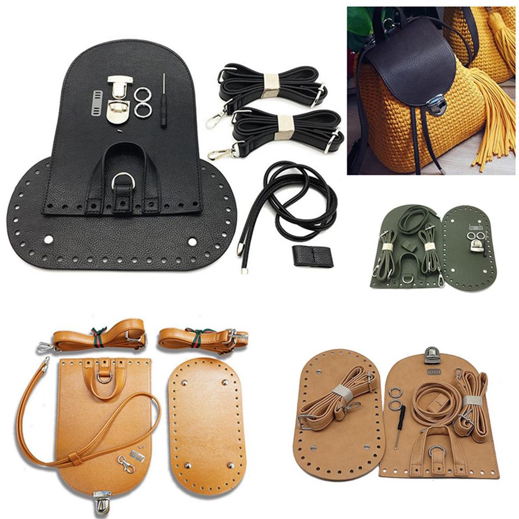 Verstellbarer Schultergurt PU Leder Taschenboden Bastelset Für Handgemachte Gehäkelte Rucksack Geldbörse Taschen Herstellungszubehör