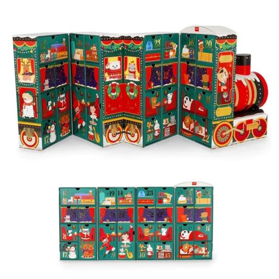 Dream Express Advent Calendar 2025 24 Days Christmas Countdown Train with Drawers Holiday Decor for Kids Adults