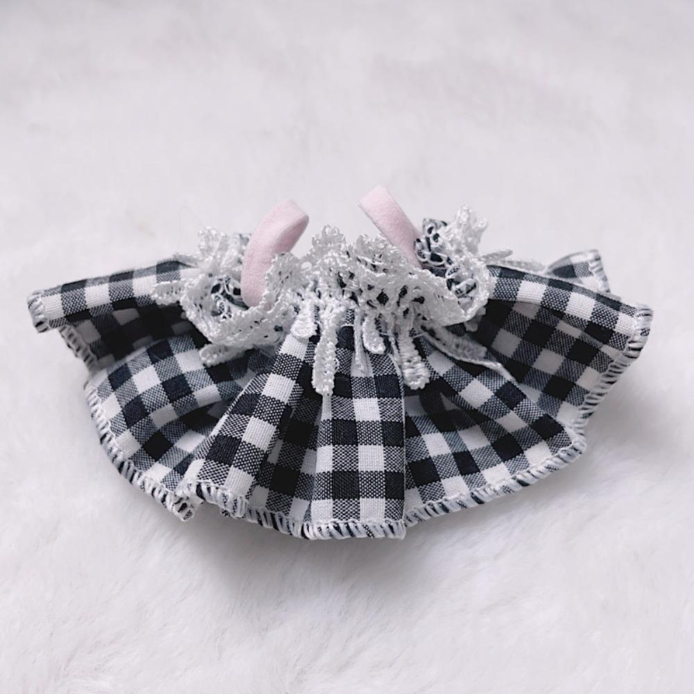 Lace Doll Clothes Dress Grid Plush Toys Clothes Toy Outfit 10cm Cotton Doll Clothes  Children Gift