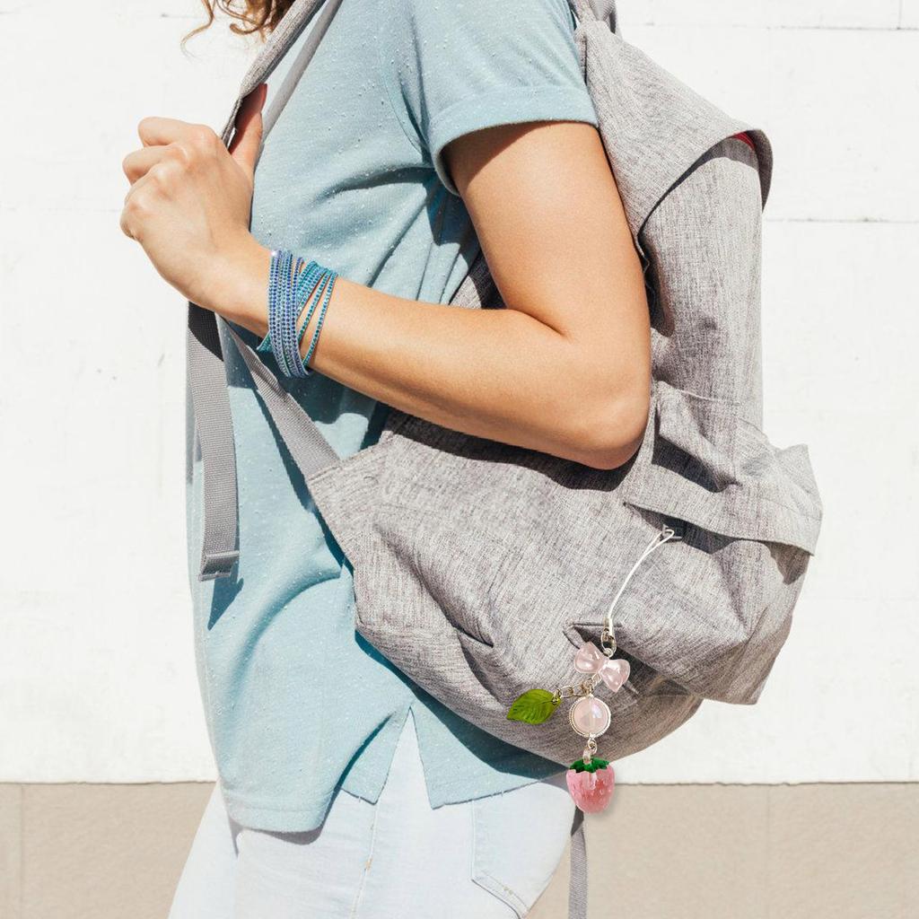 Cute Strawberry and Leaf Phone Lanyard Elegant Strawberry Leaf Designed Phone Strap Unique Phone Chain Charm for Women