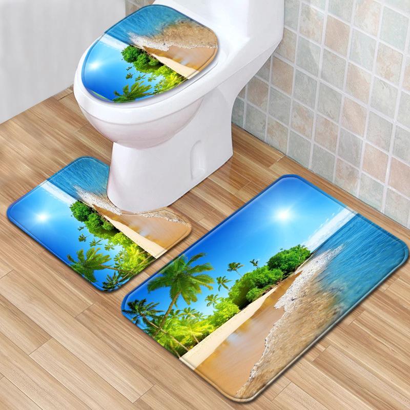Textured Toilet Three-Piece Floor Mat Bathroom Three-Piece Carpet Doormat