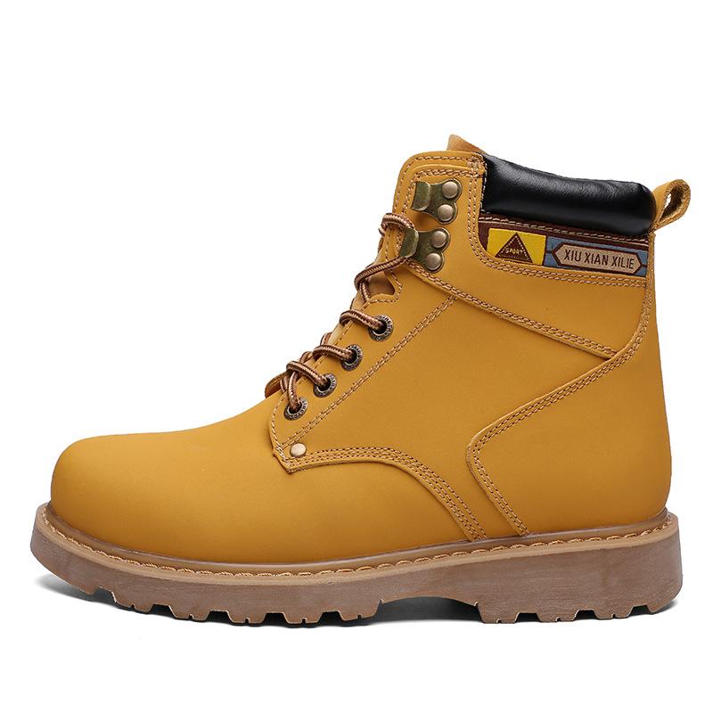 Men's shoes Martin shoes big head leather boots outdoor tooling boots autumn and winter high-top matte leather surface large size velvet cotton