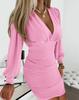 Women's Fashion Casual V-neck Long Sleeve Dress Ladies Sexy Skirts Autumn Winter Nightclub Skirts Slimming Dress