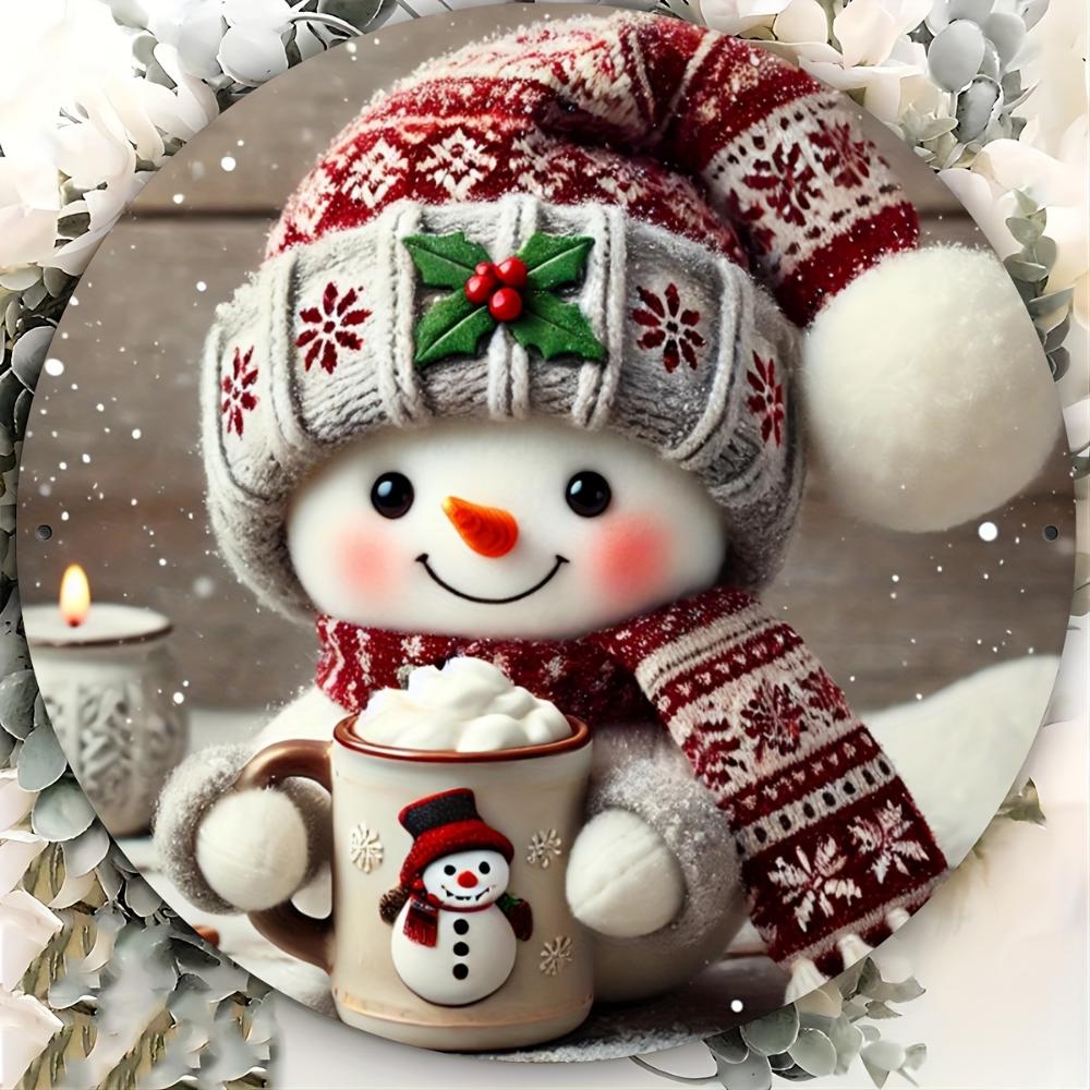 Christmas Snowman 20cm Metal Wall Art