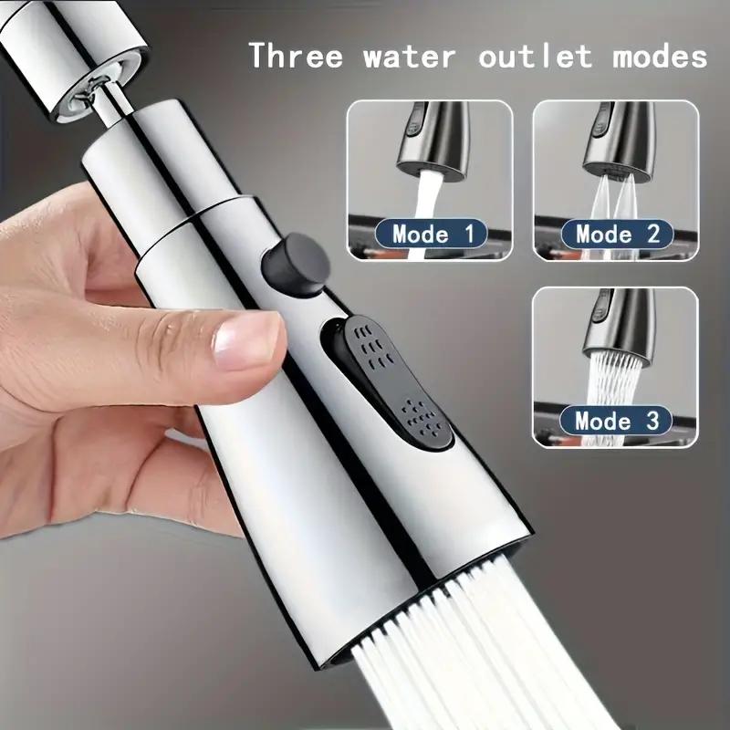 3-in-1 Multifunctional Kitchen & Bathroom Faucet Extender Splash-Proof Pressurized Sprinkler with 3-Speed Rotatable Bubbler and Scrubbing Nozzle
