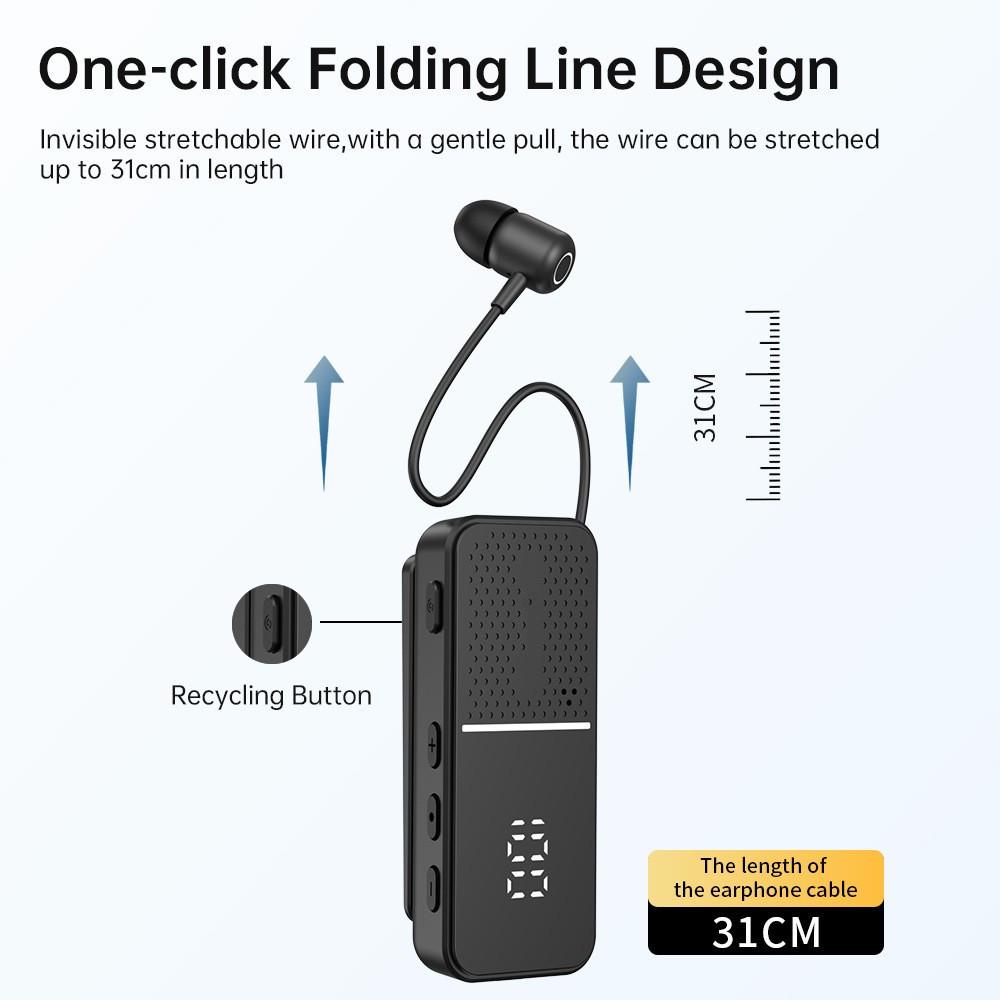 2025 Clip-On Wireless Bluetooth In-Ear Headphones with Digital Display, Noise Reduction & Long Battery Life for Sports & Business