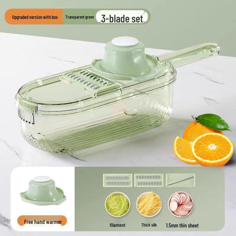 Multifunctional Vegetable Shredder & Slicer: Cabbage, Cucumber, Potato Grater with Hand Protector for Commercial Use.
