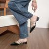 Riveted Thick-heeled Half-slipper Women's Summer French Shoes Pointed Fairy Flip-flops