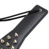 Reținere din piele groasă pe două fețe Spank Bondage Roleplay Flogger Whip Paddle Whip Cu vârfuri Slap Butt Jucărie sexuală BDSM pentru cuplu