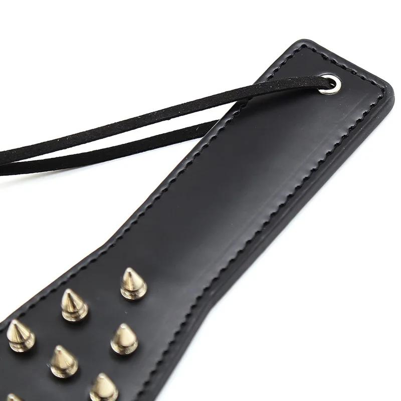 Reținere din piele groasă pe două fețe Spank Bondage Roleplay Flogger Whip Paddle Whip Cu vârfuri Slap Butt Jucărie sexuală BDSM pentru cuplu