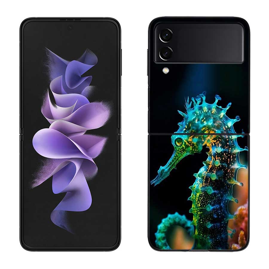 Seahorse Underwater Fantasy Case For Samsung Z Flip 6 5G Galaxy Z Flip 5 4 3 5G Black Hard Cell Phone Cover Luxury PC Shell Coqu