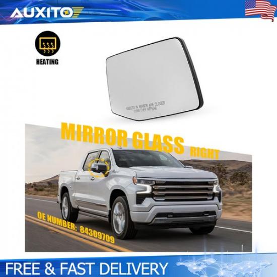 Heated Passenger View Mirror Glass Fit -2024 Silverado Sierra 1500 2500 3500