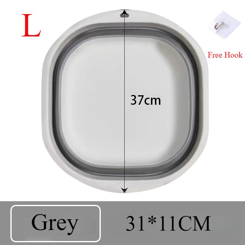 Silicone Foldable Wash Basin with Hook Travel Portable Basin Collapsible Bucket for Home Bathroom Washbowl Hanging Bath Basins