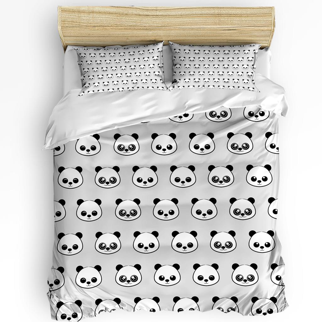 Cartoon Kawaii Panda Duvet Cover Bed Bedding Set Home Textile Quilt Cover Pillowcases Bedroom Double Bedding Set No Sheet