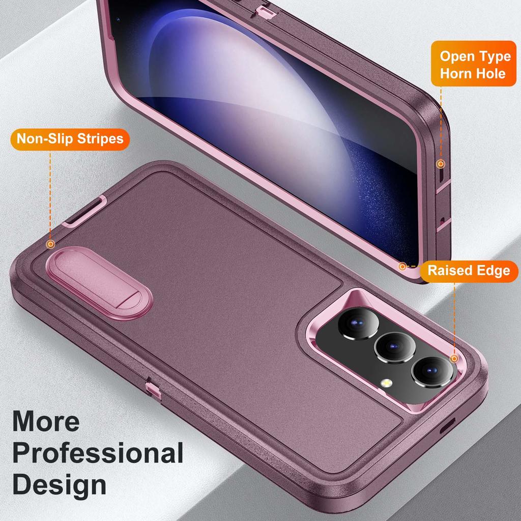 PC+Silicone Case for Samsung Galaxy S24 Ultra S24 Plus Heavy Duty Armuor Anti Fall Metal Bracket Case