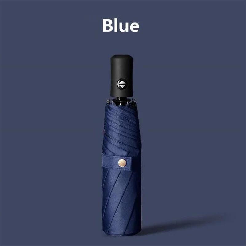 Automatic Folding Sunny Rain Umbrella Solid Color Three-folding Windproof Business Umbrella