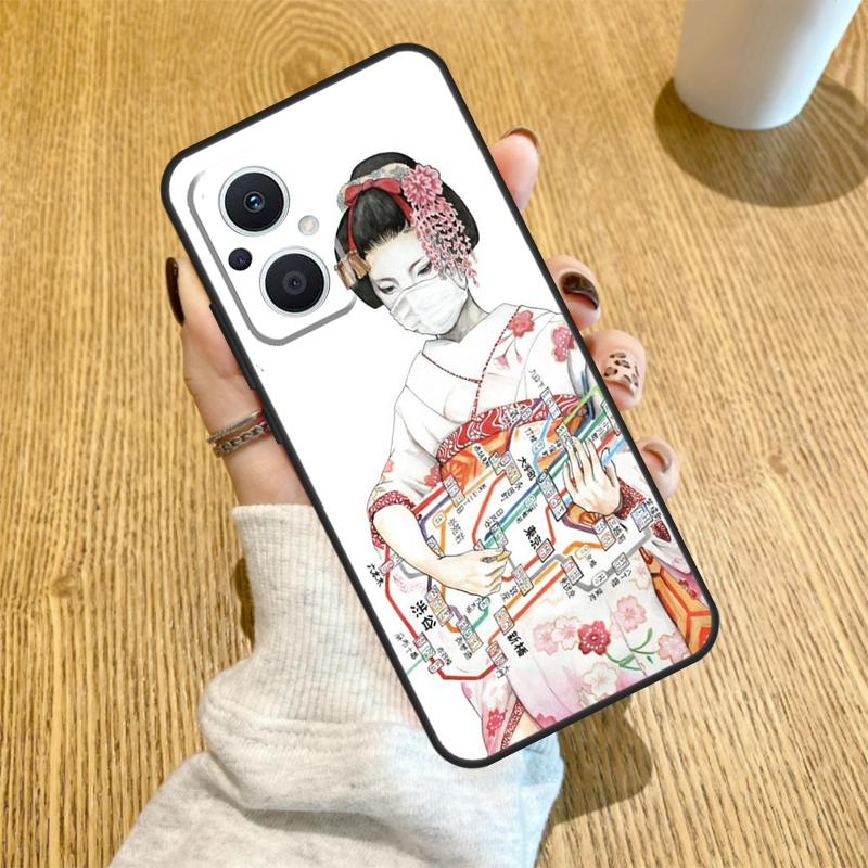 Japanese Geisha Funda For OPPO Reno 7 8 Lite 14 F 13F 12F 11F 13 12 11 10 Pro OPPO Find X9 X8 X6 X5 Pro Case