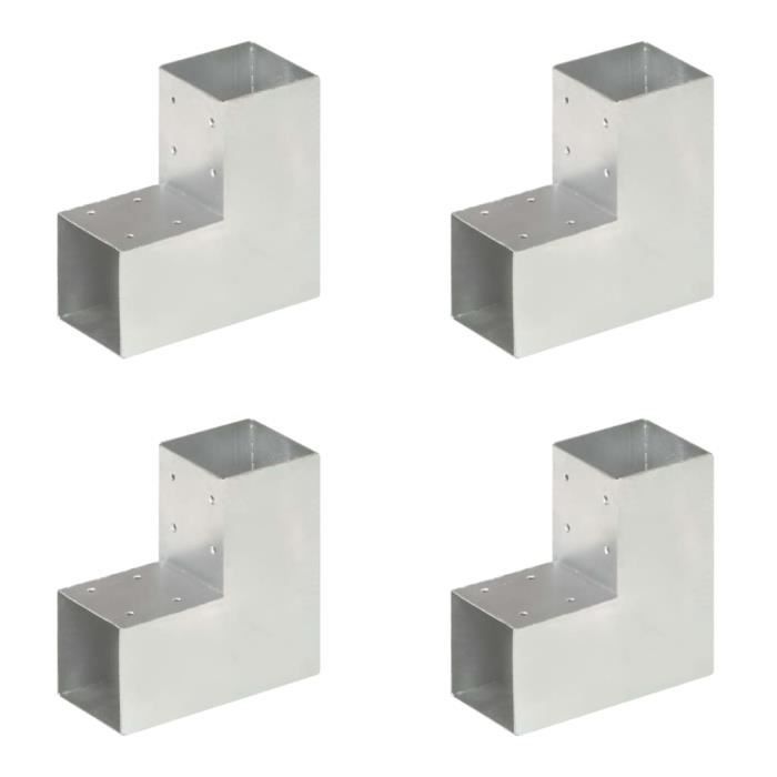 VidaXL Connecteurs de poteau 4 pcs Forme en L Métal galvanisé 91x91 mm