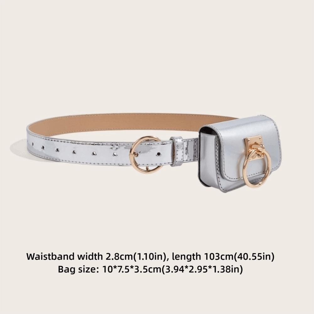 Fashion Square Women Vintage Belt Bag PU Leather Dual-purpose Gothic Fanny Packs Travel Waist Purse Y2K Style Metal Buckle Belts