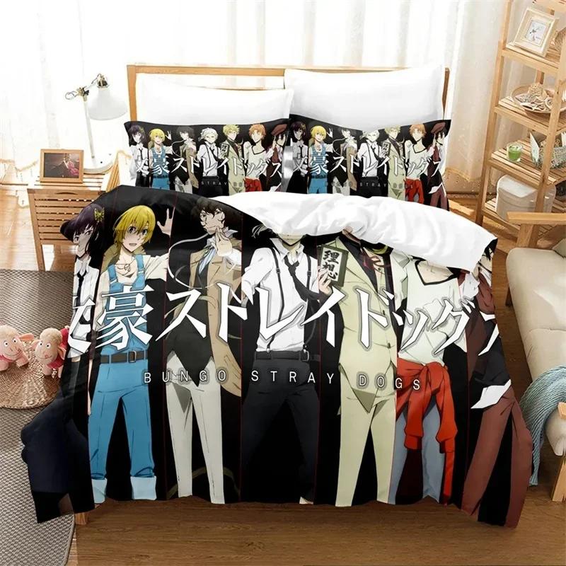 3D Tištěné Anime Bungo Stray Dogs Ložní Prádlo Dívky Chlapci Dospělí Jednolůžko Dvojlůžko Velikost Queen, Povlak na přikrývku Povlak na polštář Ložní prádlo