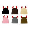 Devil Horn Winter Hat for Adult Handwoven Stretchy Caps Outdoor Activity Hat for Skiing Knitted Skull Hat Cool Accessory
