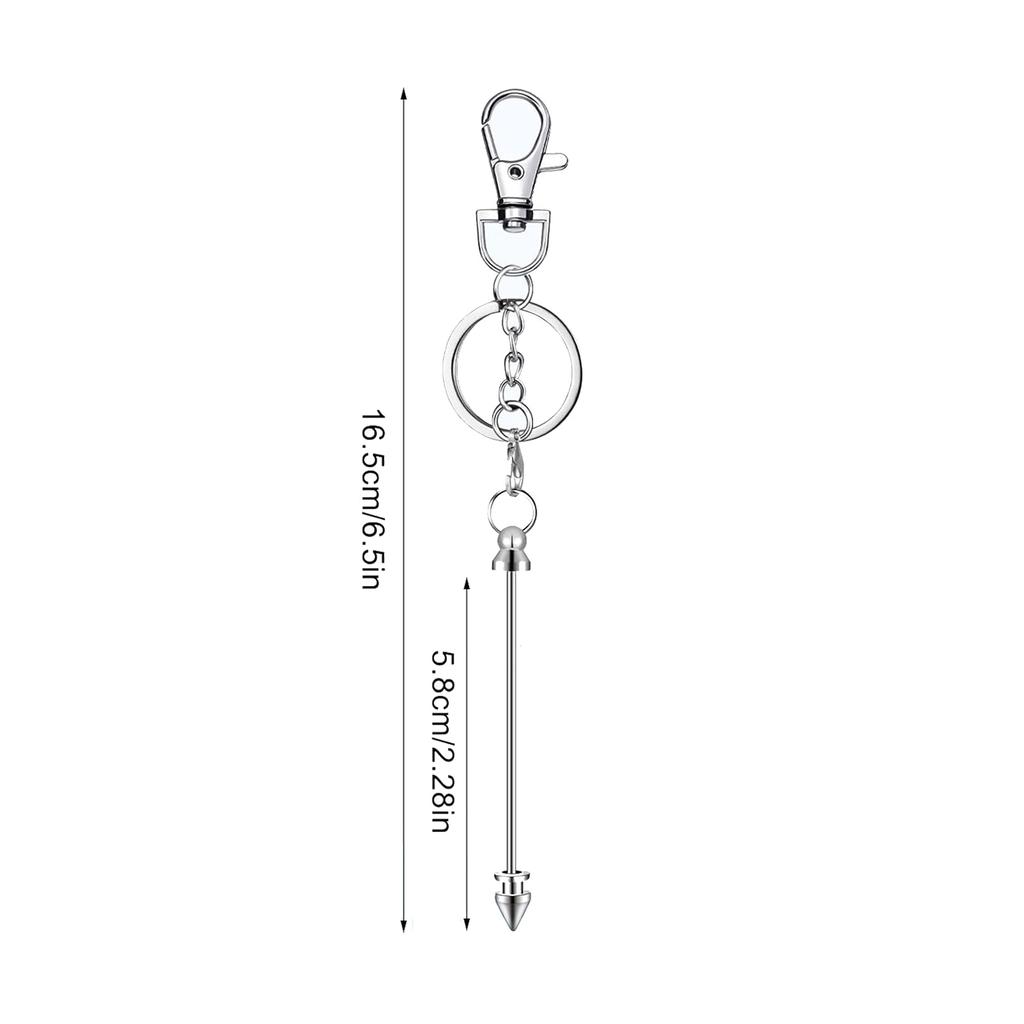 Pack of 10 Colorful Beaded Keychain Blanks Multicolored Beaded Keychain Rod Blanks for Designing Keychain Charm