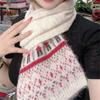 Korean Style New Soft Waxy Wool Blended Knitted Pattern Scarf for Women Autumn and Winter Korean Style High End Warm and Versatile Scarf