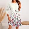 Women's Fashion Casual Print Round Neck Three-quarter Sleeve Short Dress