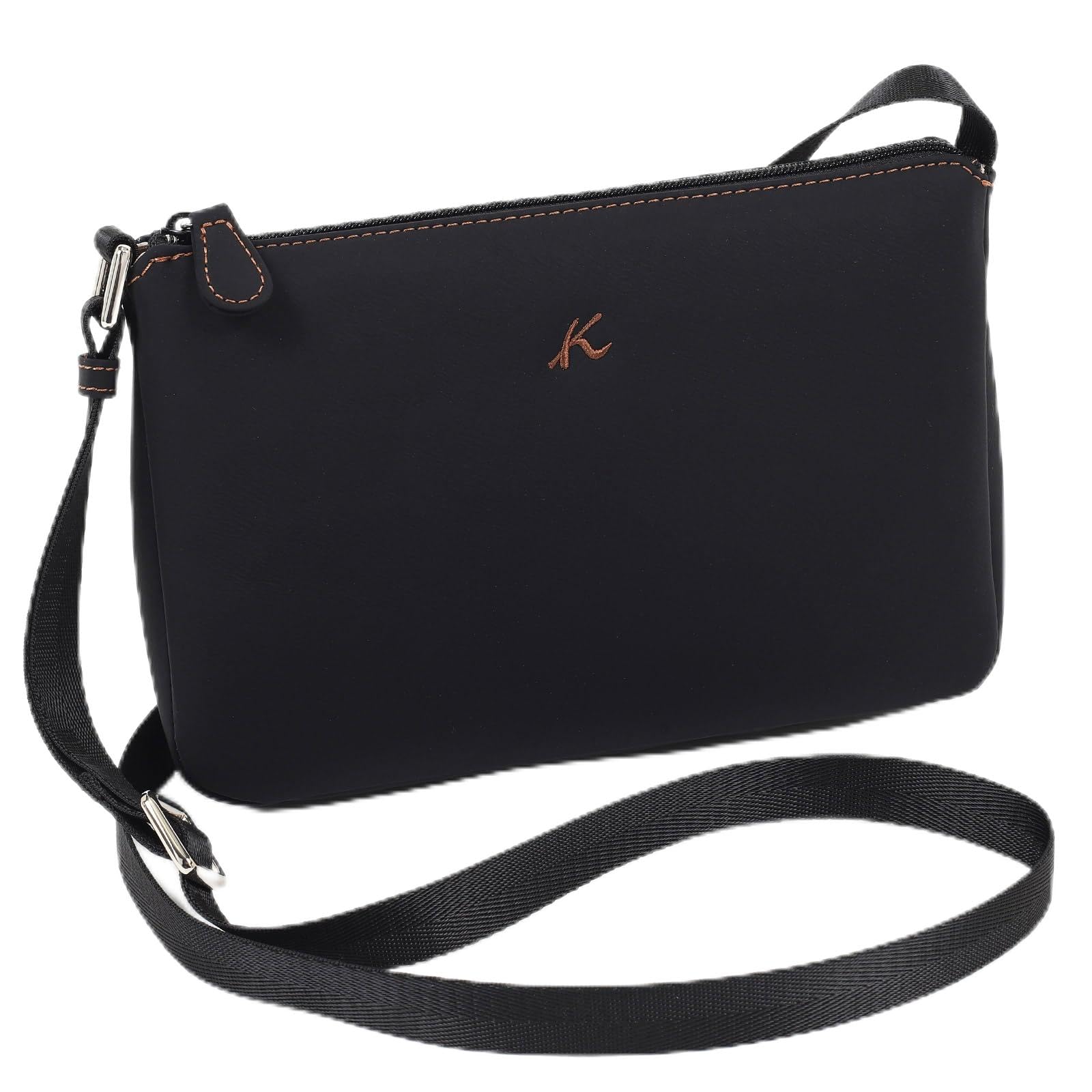 

nylon shoulder bag limited stitch 15611 [Kitamura] Water-repellent D-0470 Women s [WEB color] Black/Camel [Black]