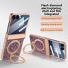 360 Magnetic Stand Hinge Protection Case for Samsung Galaxy Z Flip 8 7 Plating Glitter PU Leather Anti-peeping Glass Film Cover