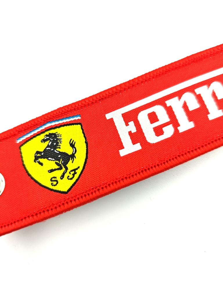 Hochwertiges zweiseitiges Stickerei-Logo Schlüsselanhänger Anhänger Dekoration Zubehör für Ferrari Roma 488 Portofino F8 Roma Spider SF90