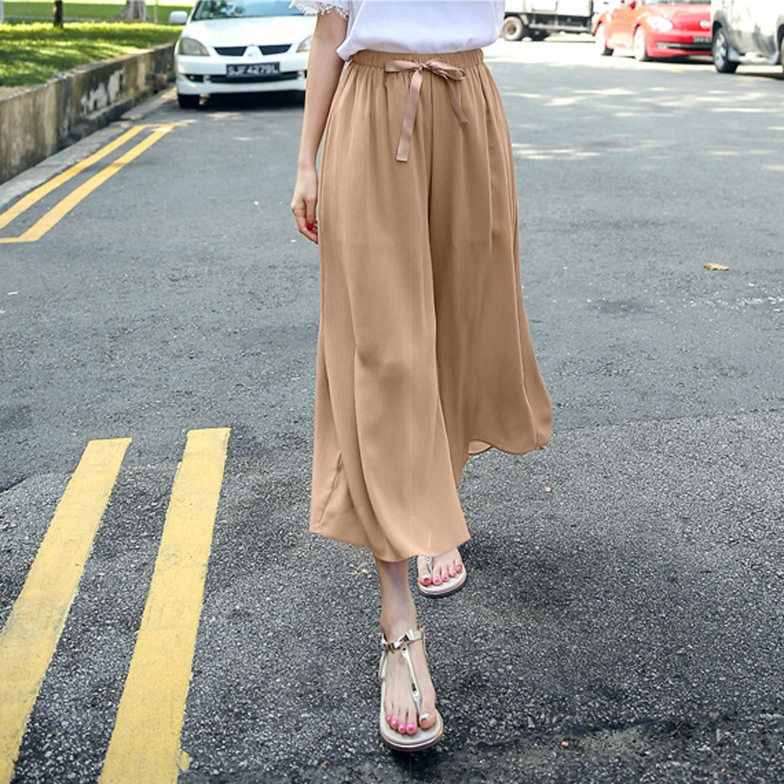 

Женские повседневные шифоновые широкие брюки, однотонные, свободные, тонкие, темпераментные, с девятью точками XL розовый