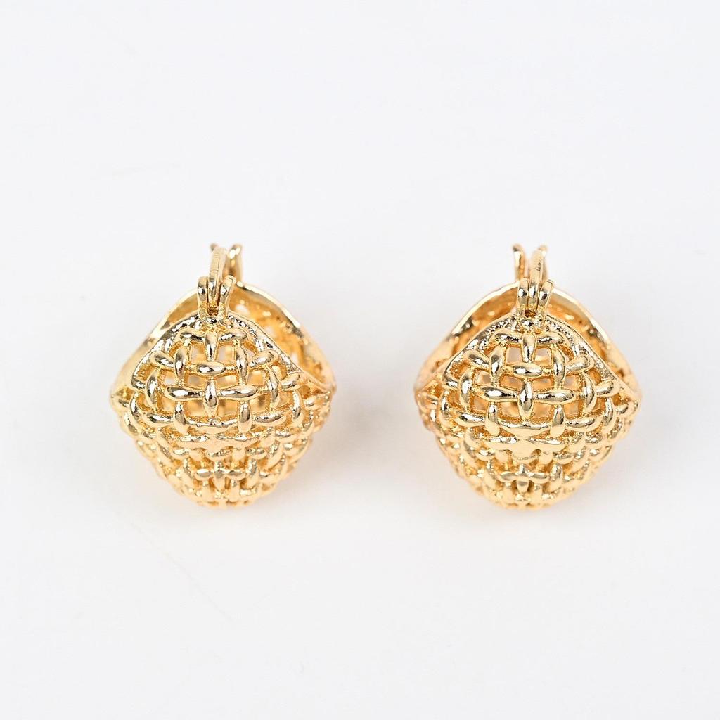 Gewebte 18 Karat Gold Kugelstecker - Damen Luxus Mode Ohr Manschetten