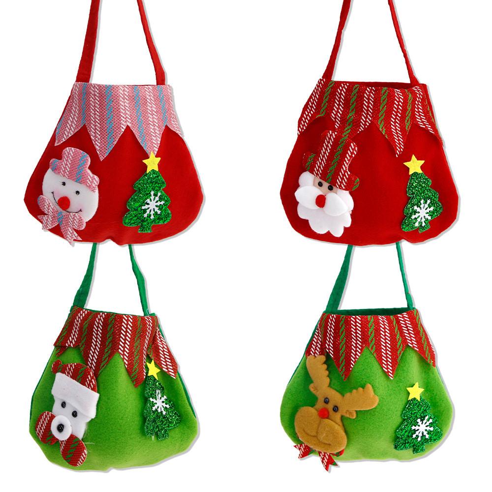Festive Christmas Fabric Tote Bags With Adorable Santa Snowman And Styles Reindeer